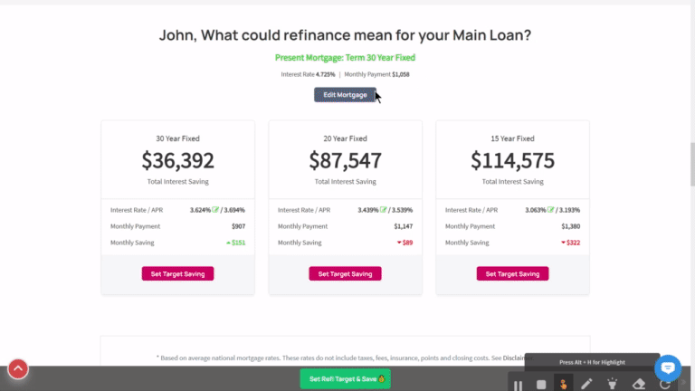 InBestments Smart Insights: Set Target Saving Demo